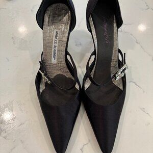 Manolo Blahnik Satin Crystal Embellishments D'Orsay Pumps size 38